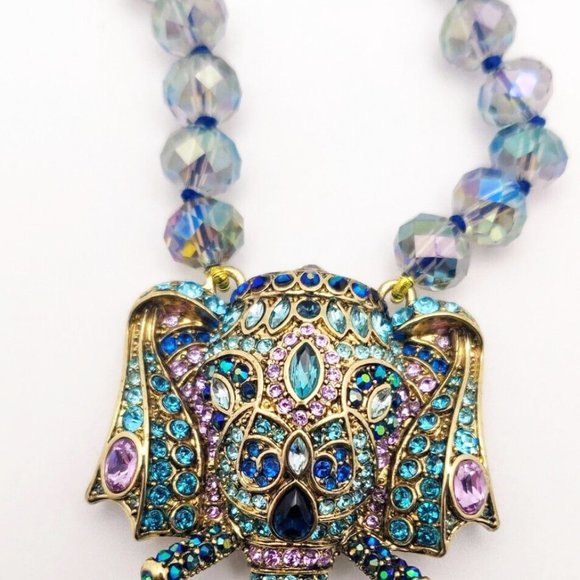 Heidi Daus "Exotic Elephant" Set Crystal Elephant Necklace Matching Earrings NWO - Picture 6 of 7